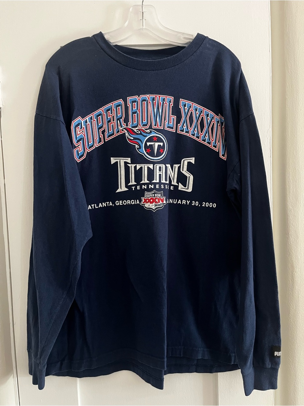 Vintage 2000 Tennessee Titans Super Bowl XXXIV Navy Long-Sleeve Sweatshirt Sz L